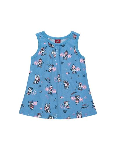 Niebieska bawełniana sukienka niemowlęca z nadrukiem