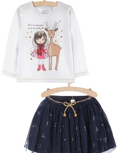 Tiulowa spódniczka i bluzka dla dziewczynki- komplet ubrań z motywem świątecznym