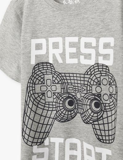 Szary t-shirt dla chłopca dzianinowy Press Start