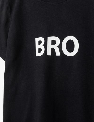 T-shirt chłopięcy czarny z napisem  - BRO