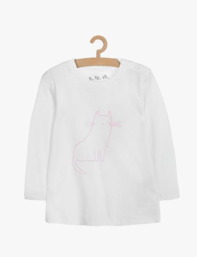 Biała bawełniana bluzka z różowym kotkiem