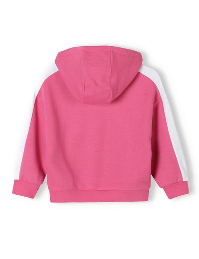 Różowa bluza dresowa rozpinana dla dziewczynki z paskami