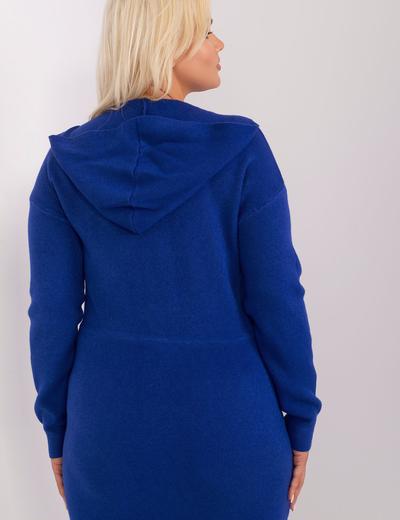 Kobaltowy rozpinany sweter plus size z suwakiem