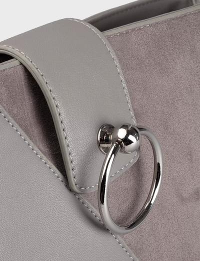 Elegancka torba z łączonych materiałów- brązowa