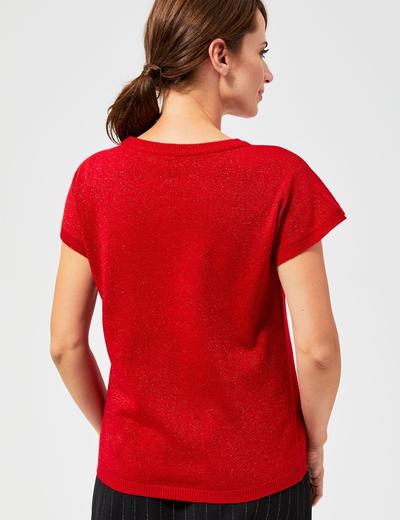Sweter z metaliczną nitką  - czerwony