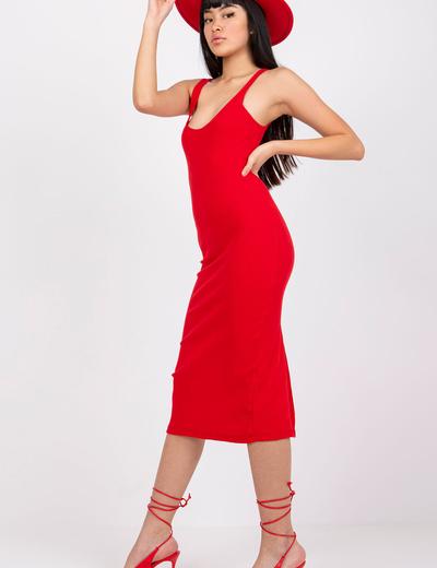 Czerwona dopasowana sukienka San Diego RUE PARIS