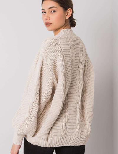 Jasnobeżowy sweter damski na guziki