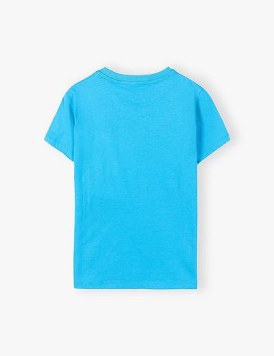 Bawełniany T-shirt z miękkim nadrukiem - niebieskie