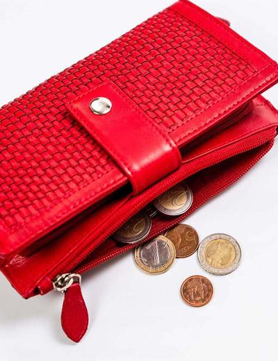 Duży portfel damski czerwony ze skóry naturalnej - Rovicky