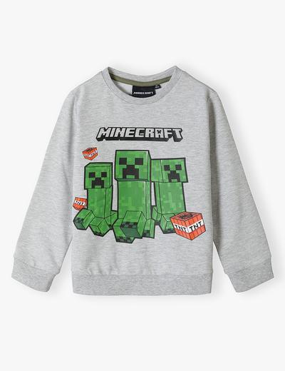 Szara bluza dla chłopca dzianinowa Minecraft
