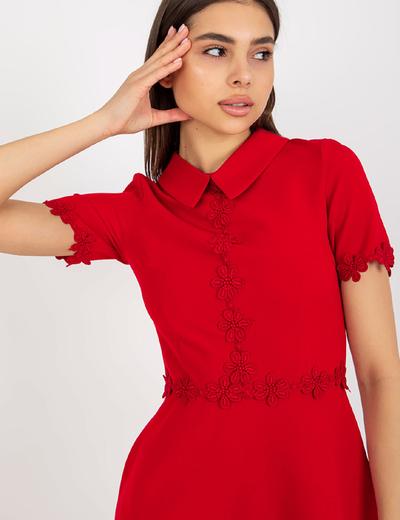 Lakerta Czerwona sukienka koktajlowa z krótkim rękawem