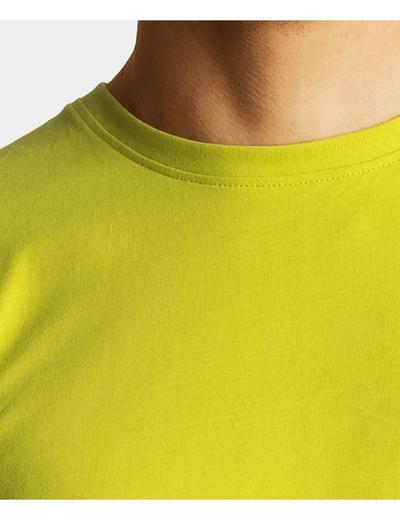 Bawełniana koszulka męska z krótkim rękawem - limonkowa