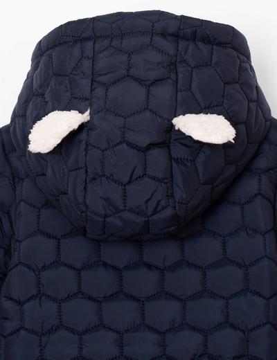 Granatowa pikowana kurtka dla niemowlaka- zimowa
