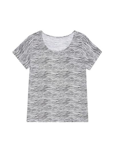 Bluzka damska koszulowa na krótki rękaw wzór zebry biało-czarna