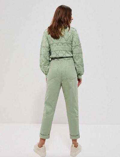 Bawełniane spodnie jeansowe damskie zielone
