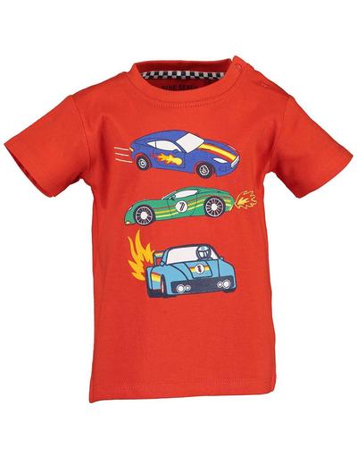 Koszulka chłopięca czerwona z samochodzikami