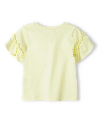 Żółta koszulka bawełniania dla niemowlaka z falbankami