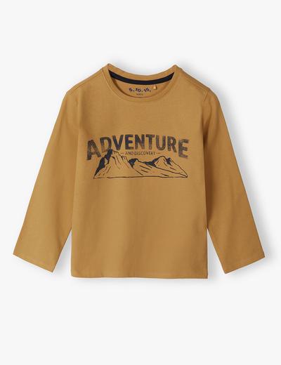 Bawełniana bluzka chłopięca z długim rękawem - Adventure and discovery