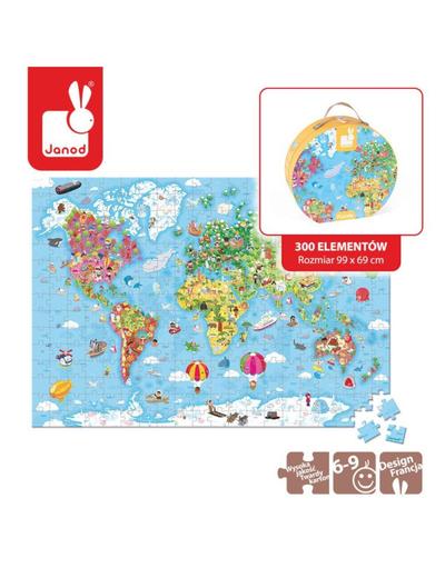 Puzzle w walizce Mapa Świata 300 elementów Janod