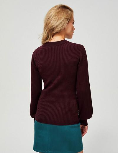 Luźny sweter damski - bordowy