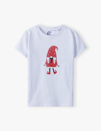 Bawełniany t-shirt dziewczęcy- motyw świąteczny