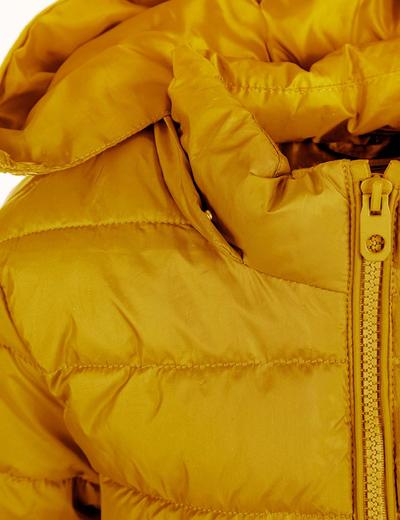 Lekka ocieplana kurtka przejściowa dla chłopca z kapturem- żółta