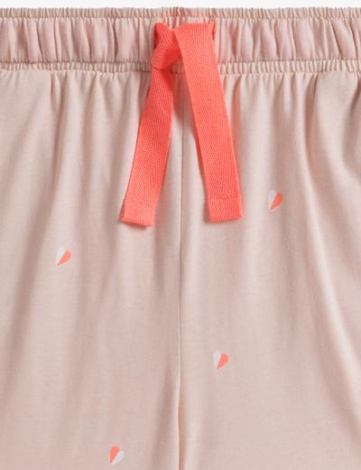 Bawełniana piżama damska z krótkim rękawem - różowa w serduszka - Atlantic