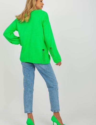 Fluo zielony
sweter oversize z dziurami i długim
rękawem