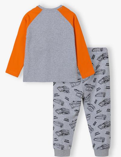 Dwuczęściowa piżama chłopięca w pojazdy - pomarańczowo - szara