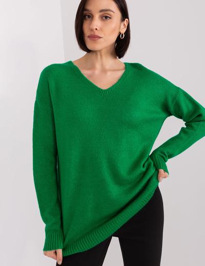Luźny sweter damski zielony