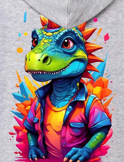 Rozpinana bluza z kapturem dla chłopca Dinozaur szara