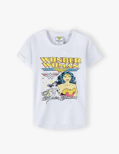 Bawełniany t-shirt dziewczęcy Wonder Woman - biały