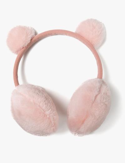 Nauszniki zimowe z uszami - różowe