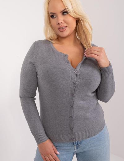 Klasyczny Sweter Plus Size Na Guziki ciemny szary