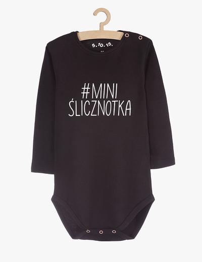 Body niemowlęce czarne z napisem #Mini ślicznotka