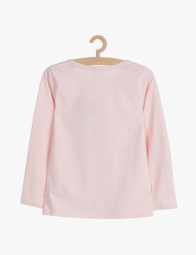 Różowa bawełniana bluzka z brokatowym kotkiem