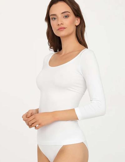 Bezszwowa koszulka damska z rękawem 3/4 biała Gatta