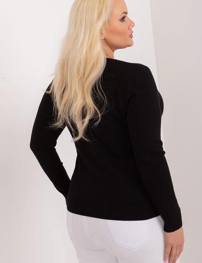Klasyczny Sweter Plus Size Na Guziki czarny