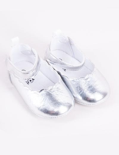 Baleriny niemowlęce na rzep- srebrne
