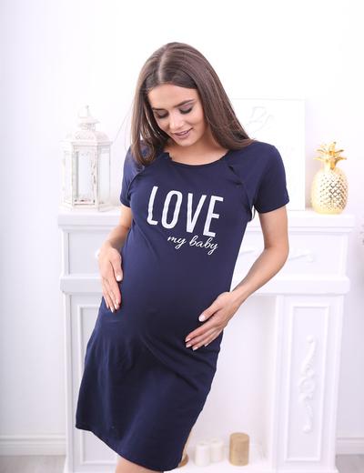 Bawełniana koszula dla kobiet w ciąży i karmiących - granatowa