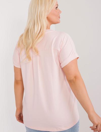 Bluzka plus size z krótkim rękawem jasno różowa