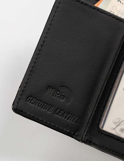 Mały lakierowany portfel damski czarny z ochroną RFID Protect - Cavaldi
