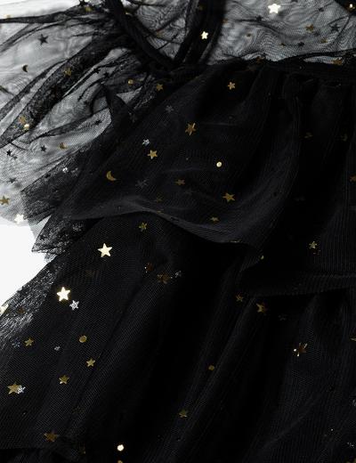 Czarna sukienka dziewczęca z falbanką