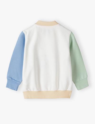 Dzianinowa bluza dresowa dla niemowlaka z kolorowymi rękawami -  5.10.15.