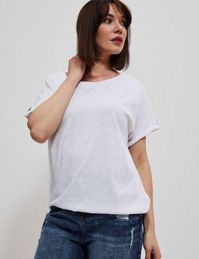 T-shirt damski zakończony ściągaczem biały