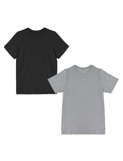 Bawełniany t -shirt męski z okrągłym dekoltem - 2 pak - czarny - szary