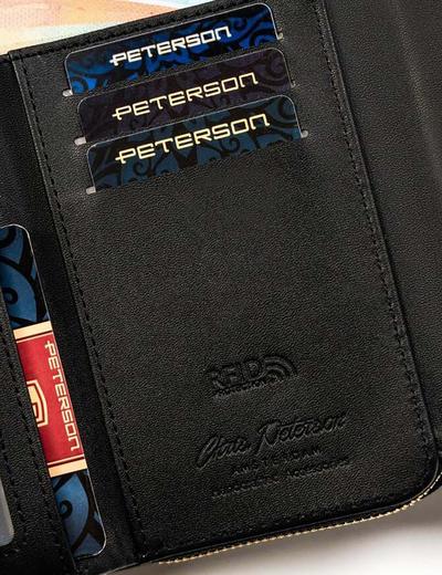 Poziomy portfel czarny ze skóry ekologicznej - Peterson