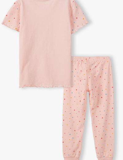 Piżama dziewczęca w kwiatki - różowa