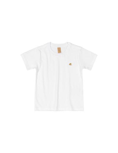Bawełniany t-shirt z ozdobną aplikacją - biały