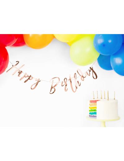 Baner przeszywany "Happy Birthday" wykonany z papieru lustrzanego